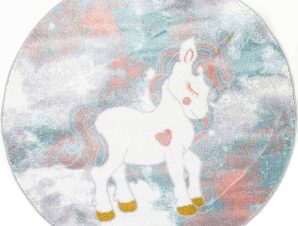 Χαλί Kiddie Unicorn 160-B805AX6 Round Pink-Grey Ezzo